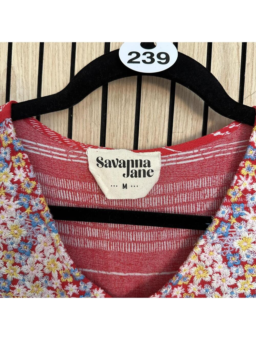 239 Savanna Jane Red Embroidered Ruffled Boho Blouse (Medium, EUC) - Picture 5 of 6